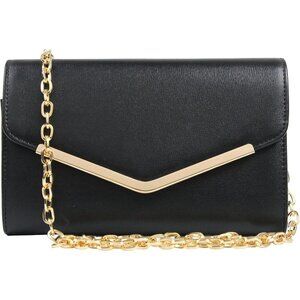 🆕Women Black Clutch Purse Evening Bag Envelope With Detachable Chain Handbag